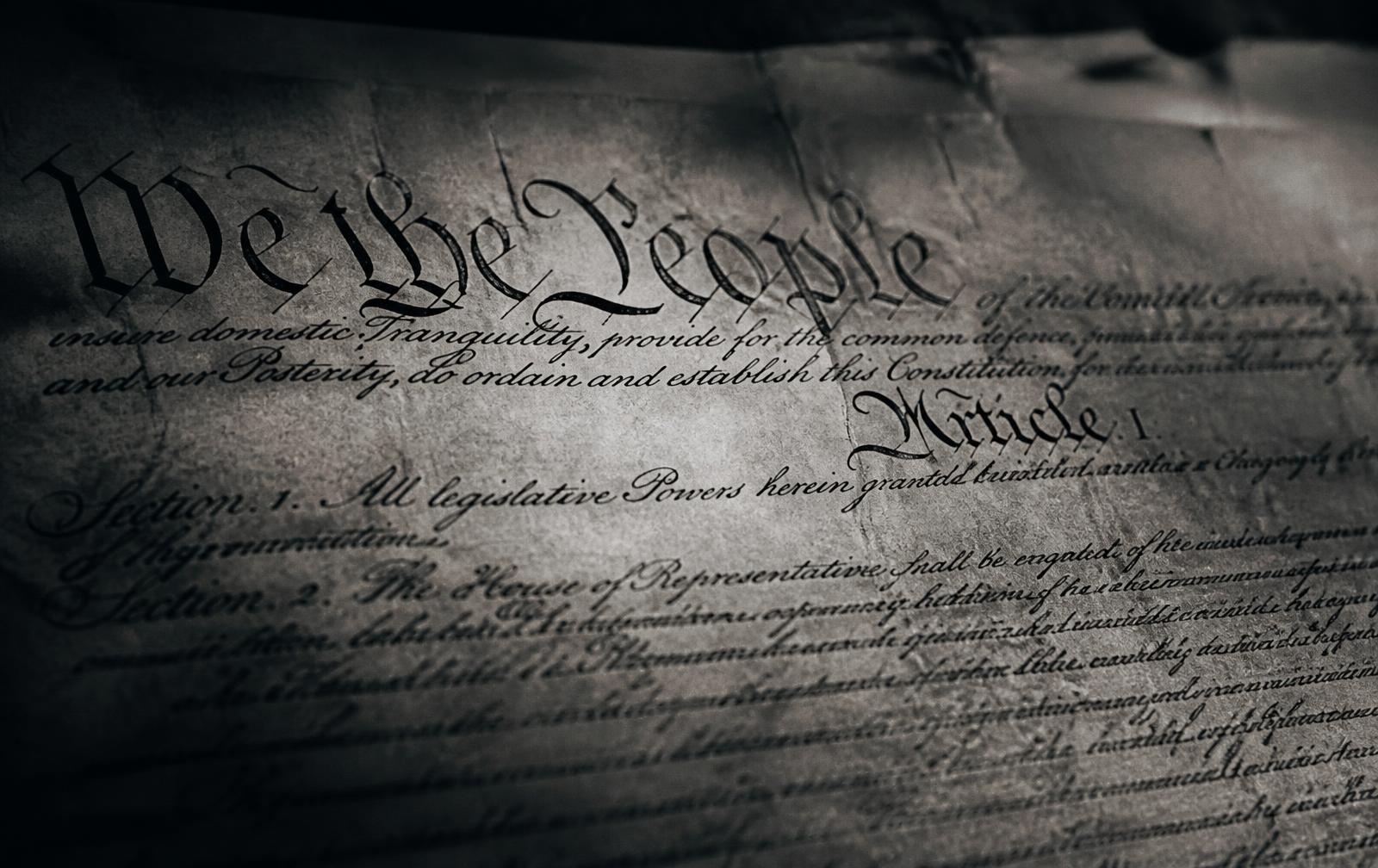 Close-up of the United States Constitution